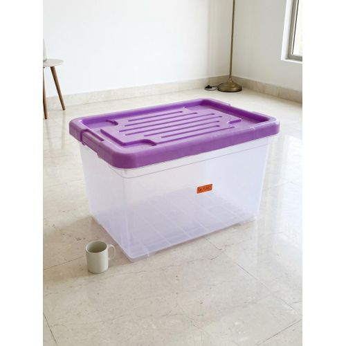 Ok Plast Heavy Duty Utility Box /Storage Bin With Wheels 100L (Lid Color May Differ)