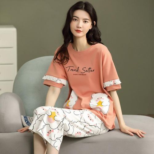 Generic Summer Women's Pajama Set Sleepwear Comfortable Pajama Sets Cotton  Casual Nightwear Pyjamas Home Wear Home Clothes