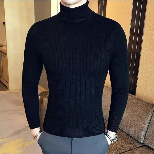 Fashion UNISEX Corporate Quality Black Turtle Neck Top/ Cooperate