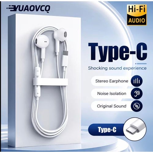 Generic Type-C Earpiece With Volume Control & Microphone – Wired Earphones for Calls & Music - image 3