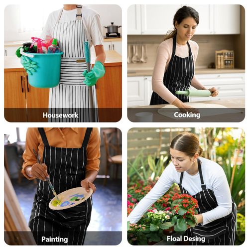 product_image_name-Flushrenic-2 kitchen aprons, cooking aprons with 2 pockets, unisex adjustable neck strap chef aprons, striped design kitchen aprons, chef coffee bib aprons, 2 pockets, adjustable neck strap, waterproof chef aprons (black/grey)-4