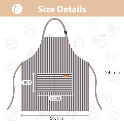 product_image_name-Flushrenic-2 kitchen aprons, cooking aprons with 2 pockets, unisex adjustable neck strap chef aprons, striped design kitchen aprons, chef coffee bib aprons, 2 pockets, adjustable neck strap, waterproof chef aprons (black/grey)-7