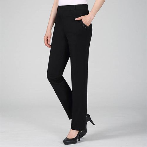 Spring Women Long Pants Casual Formal Black Belt High Waist Straight  Trousers Pantalon Pour Femme Urbano Office Work Ropa Mujer - AliExpress