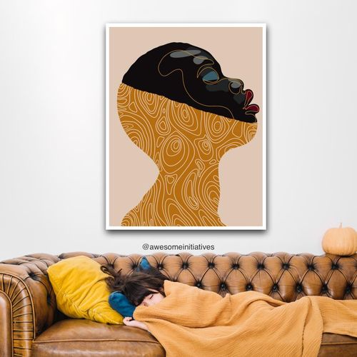 Generic Abstract Portrait line wall art framed canvas