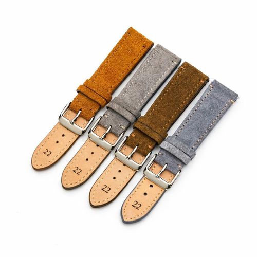 Premium Calfskin Suede Leather Watch Bands Strap Quick Release 22mm (Light Blue) - image 2