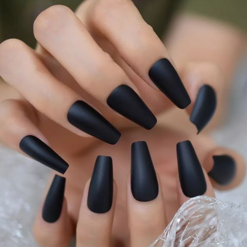 Chrome Matte Black Square Nails – StyleMissus