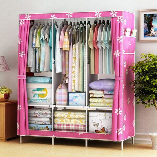 Portable Closet Storage Organizer Clothes Wardrobe Shoe Clothing Rack Shelf  Dustproof Non-woven Fabric,Quick and Easy to Assemble