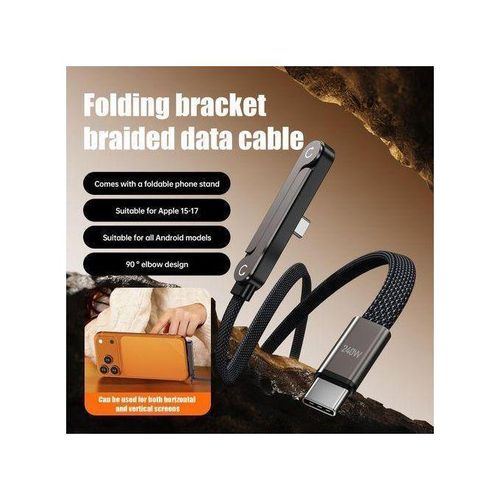 Generic Rexi 240W Foldable Stand Fast Charging Cable (Type-C to Type-C) – Smart E-Marker, 1.5m Heavy-Duty Cord - image 4