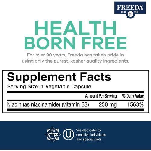 product_image_name-FREEDA-	Niacinamide Vitamin B3 250Mg - 500 Capsules No Flush Niacin Formula-3