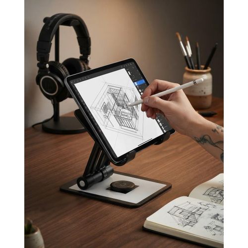 Generic Premium Foldable Desktop Tablet Stand - 360° Rotating Aluminum Alloy Mount for iPad, Tablets,