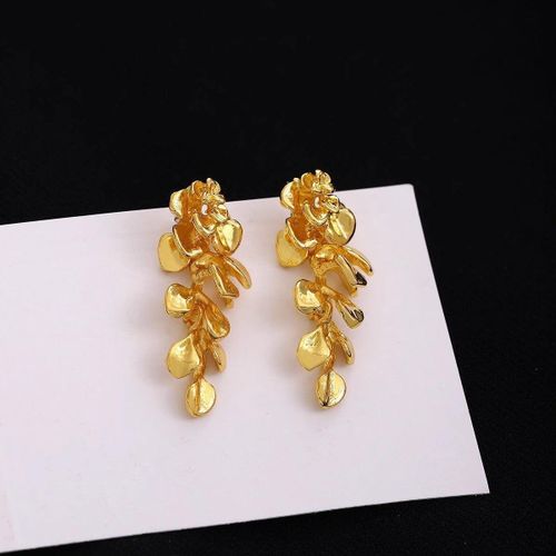 product_image_name-Tide-Golden flower tassel earrings for women, vintage luxurious stud earrings drop(1 Pair)-4
