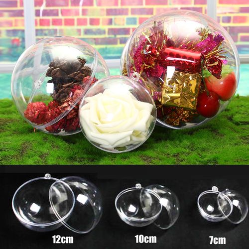 10x Clear Plastic Balls DIY Fillable Bauble Ornaments Ball Hanging  Christmas