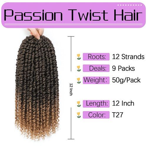 Passion Twist Hair 10 Inch 1 Pack Passion Twist Crochet Hair Pre-twisted  Short Crochet Passion Twist Hair Pre Looped Passion Twist Crochet Braids