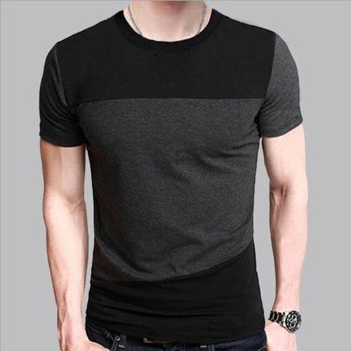 Danami Black Grey Contrast Round Neck T-Shirt | Jumia Nigeria