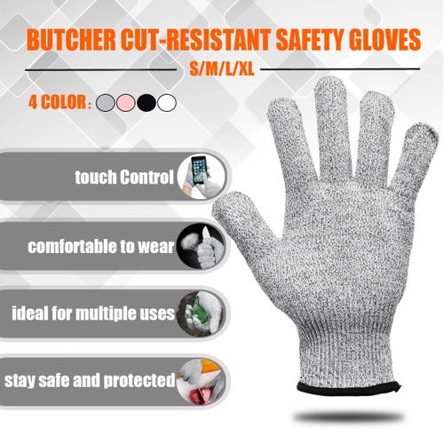 Generic A Pair Safety Cut Proof Stab Resistant Stainless Steel Metal Mesh Butcher  Glove XL (gray Edge)