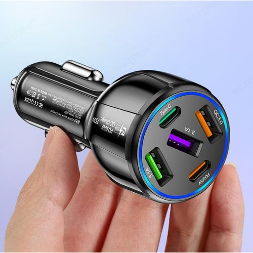 product_image_name-Generic-75W Super Fast Car Charger, 5 Ports, USB Charger (3USB+2PD)-1