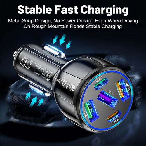 product_image_name-Generic-75W Super Fast Car Charger, 5 Ports, USB Charger (3USB+2PD)-2