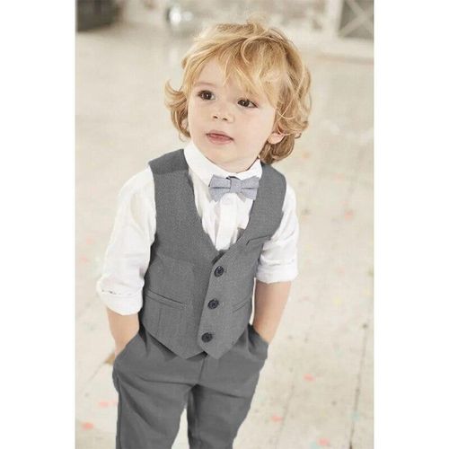 Fashion Boy s 2 Piece Suit Set Slim Fit Grey Elegant Full Children Wedding Luxury High Quality Vest Waistcoat Pants Set disfraz nino Jumia Nigeria