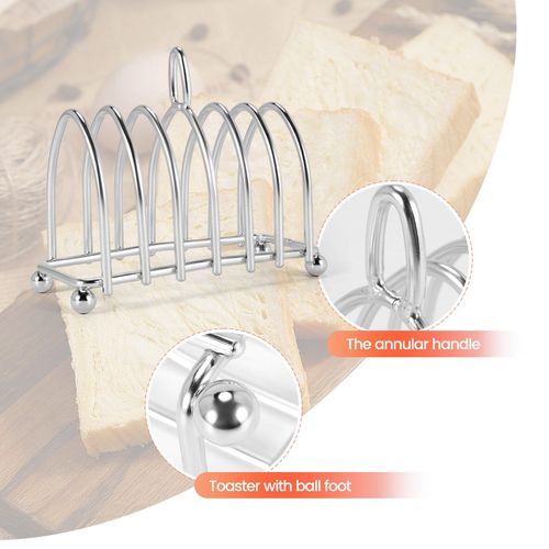 C&L Toast Bread Rack Holder 6 Slice Holes Stainless Steel