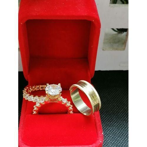 product_image_name-Fashion-24 Karat Gold Plated Couple Ring Set With Band-1