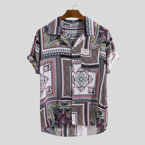 Fashion Mens Vintage Ethnic Printed 