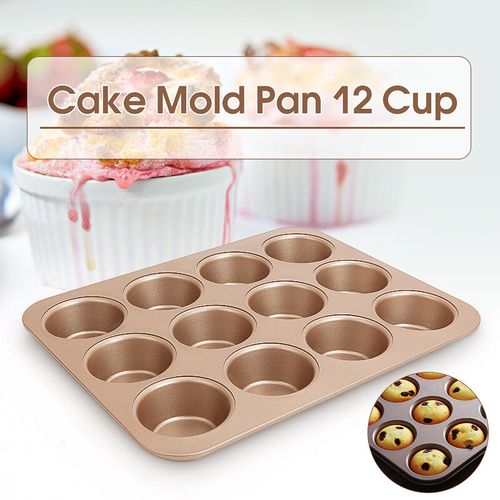 12 Cups Muffin Pan Carbon Steel Nonstick Cupcake Mold Bakeware Muffin Tray  Kitchen Baking Pan Round Cake Mould Baking Tools