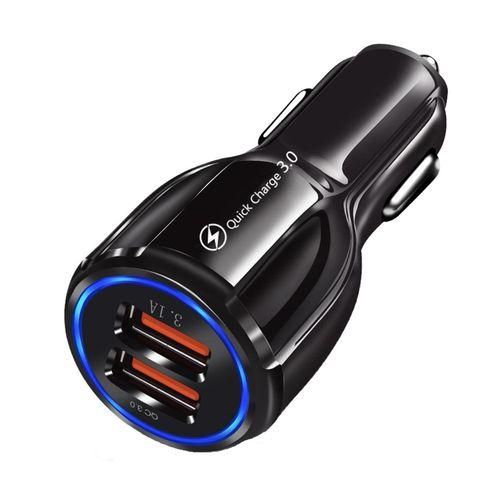 Generic Car Charger 2-USB Port Fast Car Charger- Black - image 3