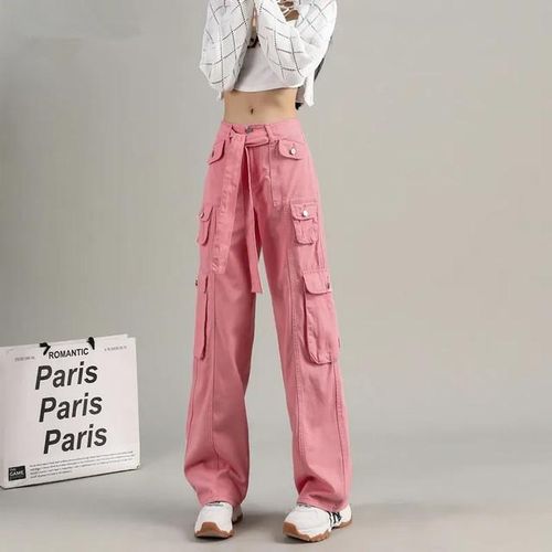 Korean Pants Pink Cargo