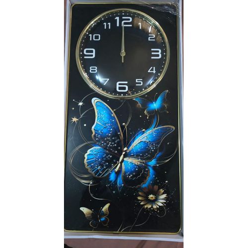 Generic High Quality Crystal Porcelain Butterfly design with embedded Glitters Luxury Silent Wall Clock & Decor (60cm*30cm) - image 4