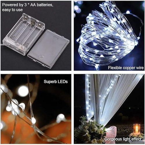 Led String Lights, Battery Powered Copper Wire Starry Fairy Lights, Battery  Operated Lights for Bedroom, Christmas, Parties, Wedding, Centerpiece,  Decoration (5m/16ft Warm White) 