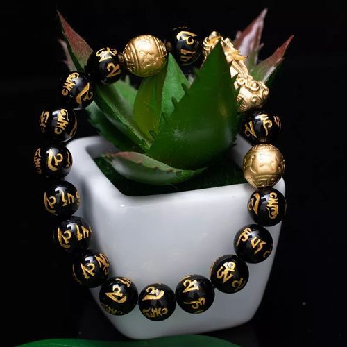 product_image_name-Fashion-Feng Shui Black Natural Obsidian Wealth Bracelet-Chinese Fortified-2
