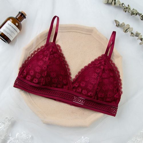 Fashion French Style Lace Bras For Women Lingerie Underwire Bralette B C  Small Cup Fashion Brassiere Female Intimates Underwear Wine Red