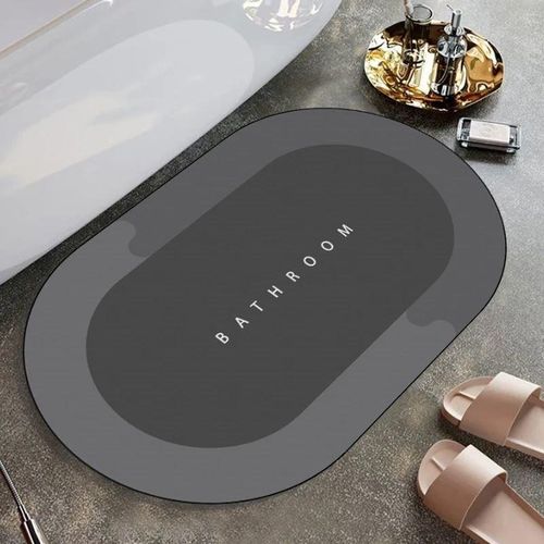 Generic Oval Quick-Dry Super Absorbent Bath Mat with Non-Slip Base. Bathroom Floor Rug Oval Shape - image 2