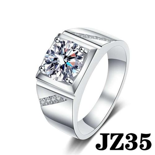 product_image_name-Fashion-JZ35 Adjustable Men Silver Diamond Ring + FREE BOX -1