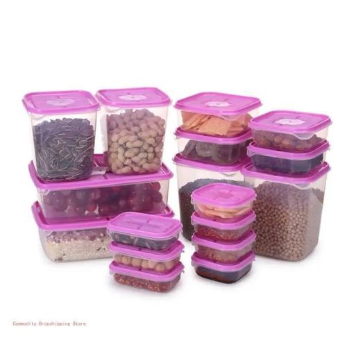 Generic 17-piece transparent plastic food storage container