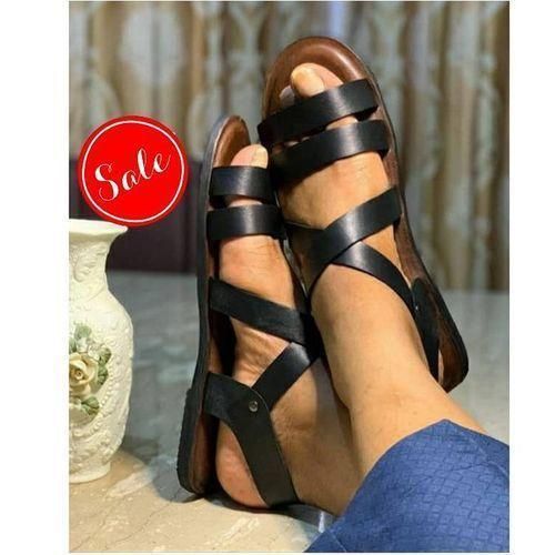 Fashion Black Strap Unique Sandals