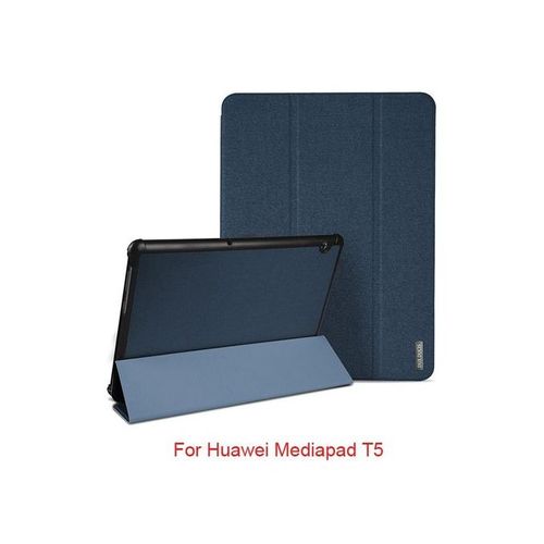 Generic DUX DUCIS Leather Case For Huawei Mediapad T5 10.1 Smart Flip Cover  For T5 10 Tablet Case-Blue