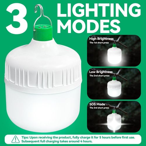 QCWOLVES Rechargeable Touch Light Bulb Emergency Lamp with Hanging Hook, Dimmable 3 Modes, for Home Outdoor - image 3