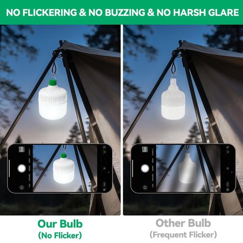 QCWOLVES Rechargeable Touch Light Bulb Emergency Lamp with Hanging Hook, Dimmable 3 Modes, for Home Outdoor - image 4
