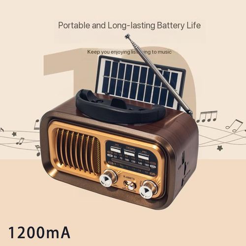 product_image_name-Generic- Vintage Portable Radio with Bluetooth & TWS,  Solar/D Battery/USB Charging, MP3 Player-2
