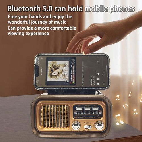 product_image_name-Generic- Vintage Portable Radio with Bluetooth & TWS,  Solar/D Battery/USB Charging, MP3 Player-3