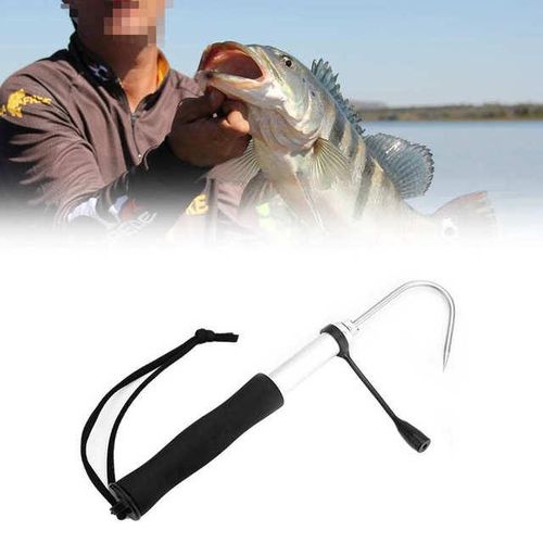 Generic Retractable Fishing Gaff Stainless Steel Hook Fishing Gear Hook  Tackle With Soft Handle Fishing Tools Fishing Gaff Hook New