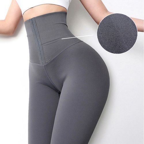 Generic Yoga Pants Stretchy Sport Leggings High Waist Compression Corset Tights  Pants Push Up Running Women Short Pants(#2.5mm-Grey)