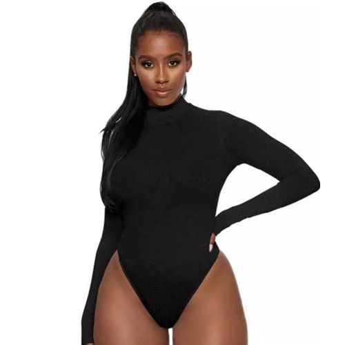 Fashion Black Stylish Turtle Neck Bodysuit For Women