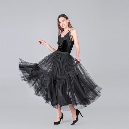 Black High Low Petticoat for Women