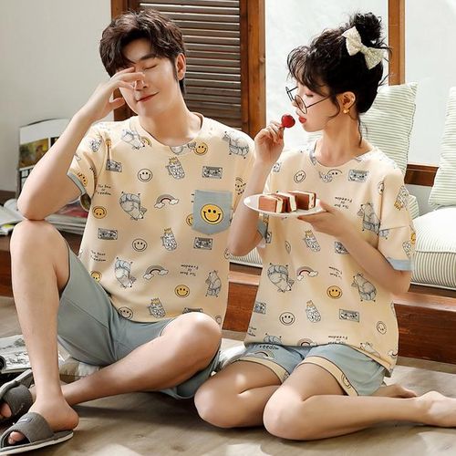 Generic 2023 New Night Wear For Couples Summer Cotton Soft Pijamas Women Home Clothes Men Casual Loungewear Pjs Pyjamas Homme Jumia Nigeria