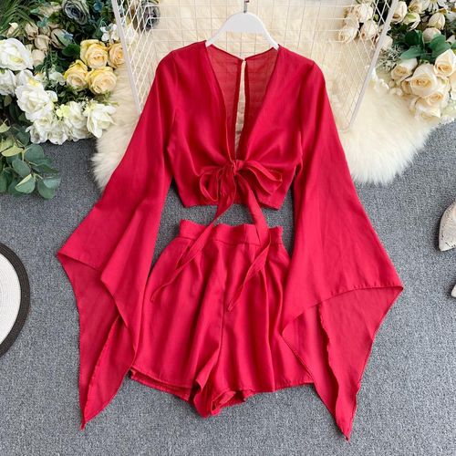 Fashion 2021 New Summer 2 Piece Outfits For Women Flare Sleeve