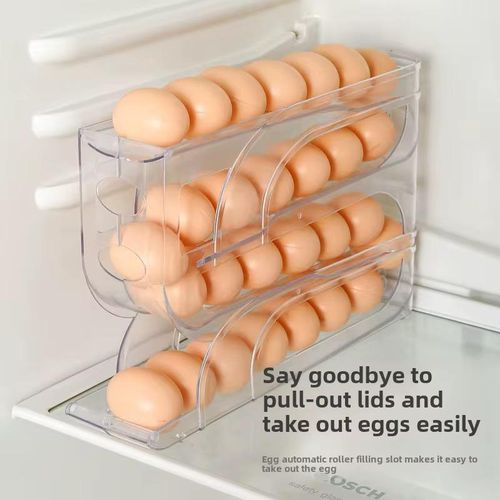 product_image_name-Generic-Slide Rolling Egg Storage Box for Home Refrigerator Side Door Kitchen Egg Retrieval Tool New Automatic Egg Rolling Rack-3