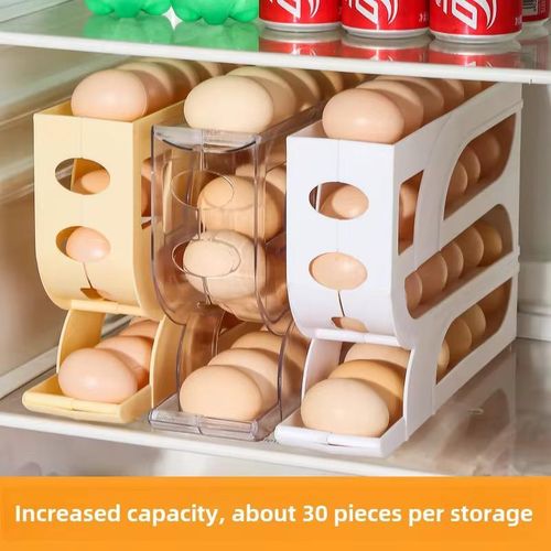 product_image_name-Generic-Slide Rolling Egg Storage Box for Home Refrigerator Side Door Kitchen Egg Retrieval Tool New Automatic Egg Rolling Rack-4