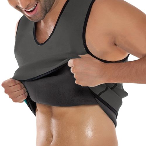 Fashion Men's Thermal Body Shaper Slimming Shirt Shapers Compression Slim  Shirt Neoprene Waist Trainer Body Shaper Vest T-Shirt-B-Gray Vest